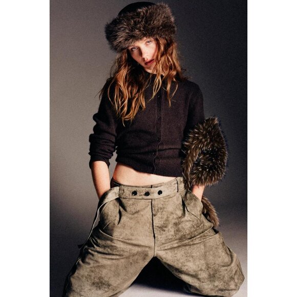 Zara Accessories - ZARA DOUBLE-FACED FAUX LEATHER HAT